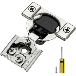 10 Pack 5 Pair 1/2 inch Overlay Soft Close Kitchen Cabinet Hinges Stainless Steel Adjustable Kitchen Hinges Satin Nickel Cabinet Hardware