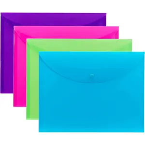 Project Envelope with Snap Closure, Top Load, Letter Size, Pack of 4 Assorted