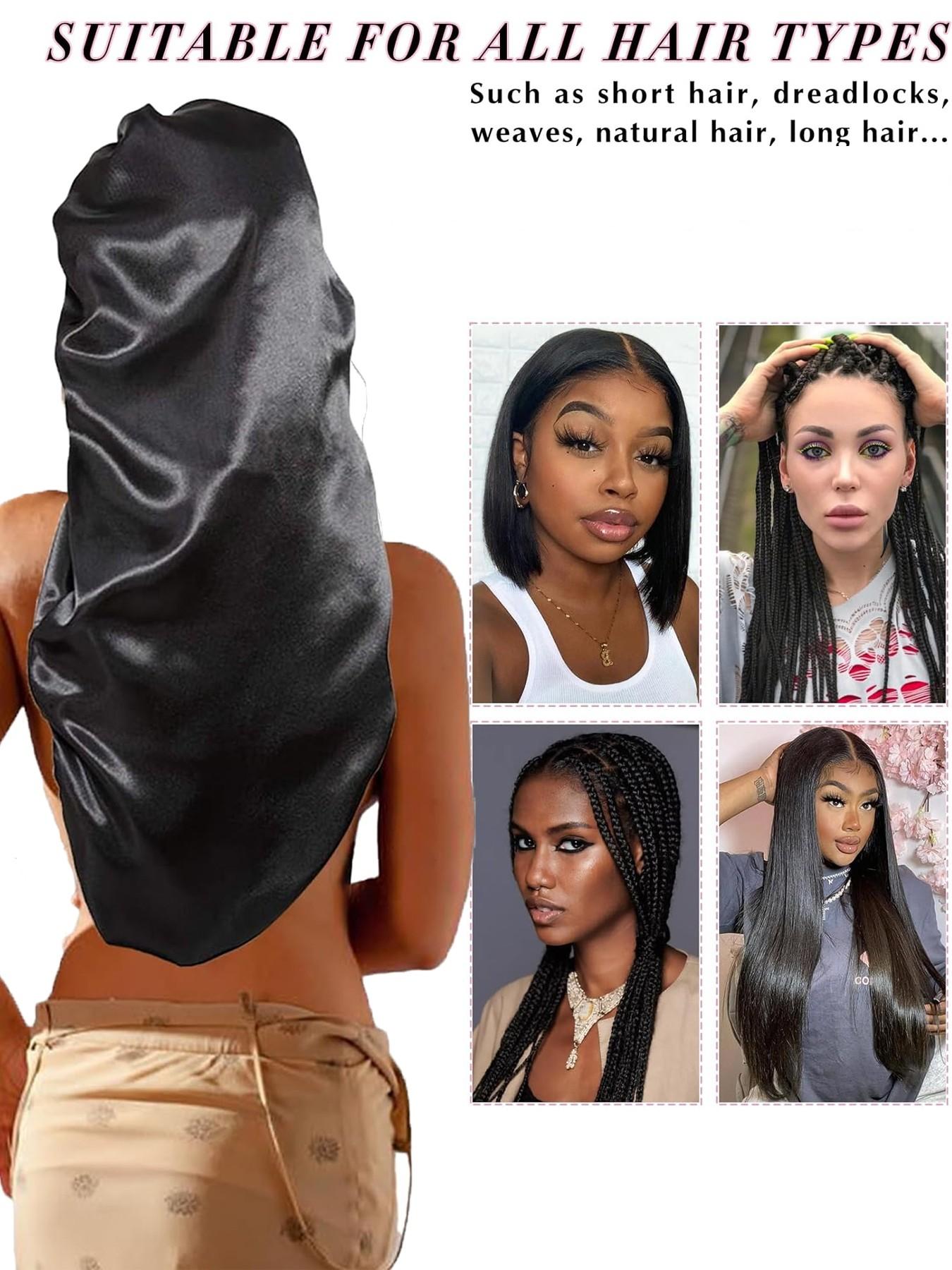 Women's Long Adjustable Hair Bonnet Satin Sleep Cap, Casual Fitted Hair Protection Hat, Suitable for Long Curly Hair, All Seasons Wear