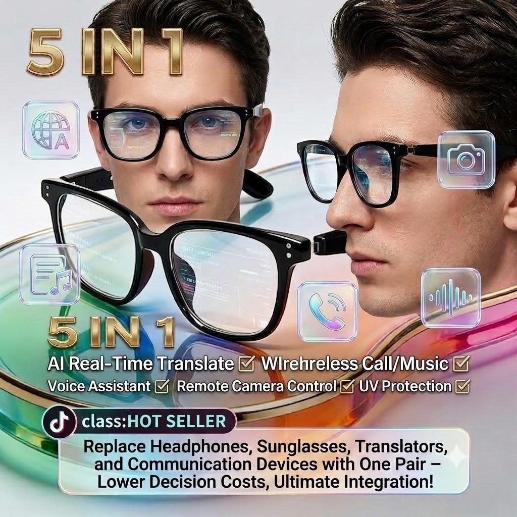 SENBONO Smart Glasses Wireless Audio Eyewear Multifunctional Audio Polarized BT Sunglasses with Microphone Speaker, UV Protection, Auto Pairing, Ai Translation, Voice Assistant, Smart Music Glasses Wearable