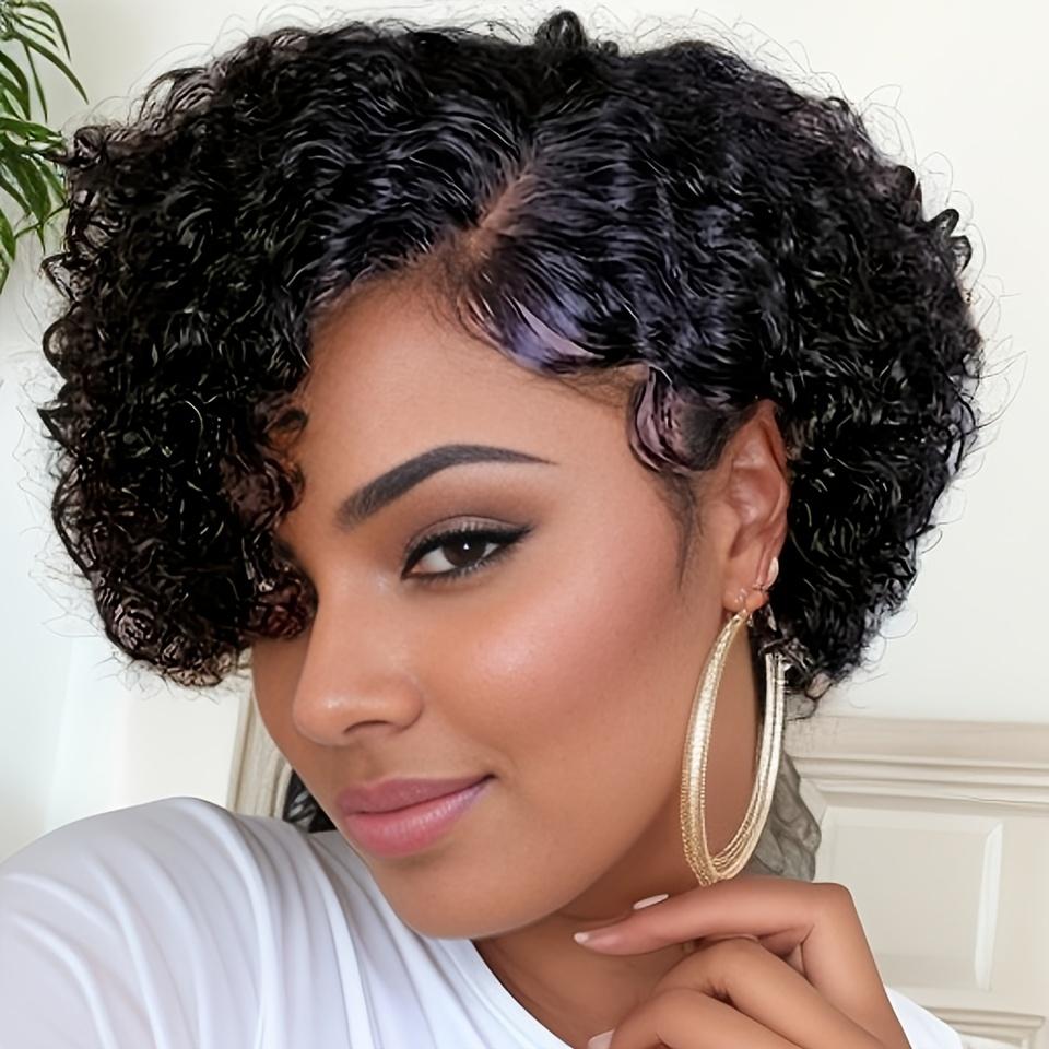 Chic Short Pixie Cut Curly Wave Wig For Women 6INCH 13X4X1 T-Part Lace Front 200% Density Remy Human Hair Natural Black Dealsforyoudays TikTokShopBlackFriday