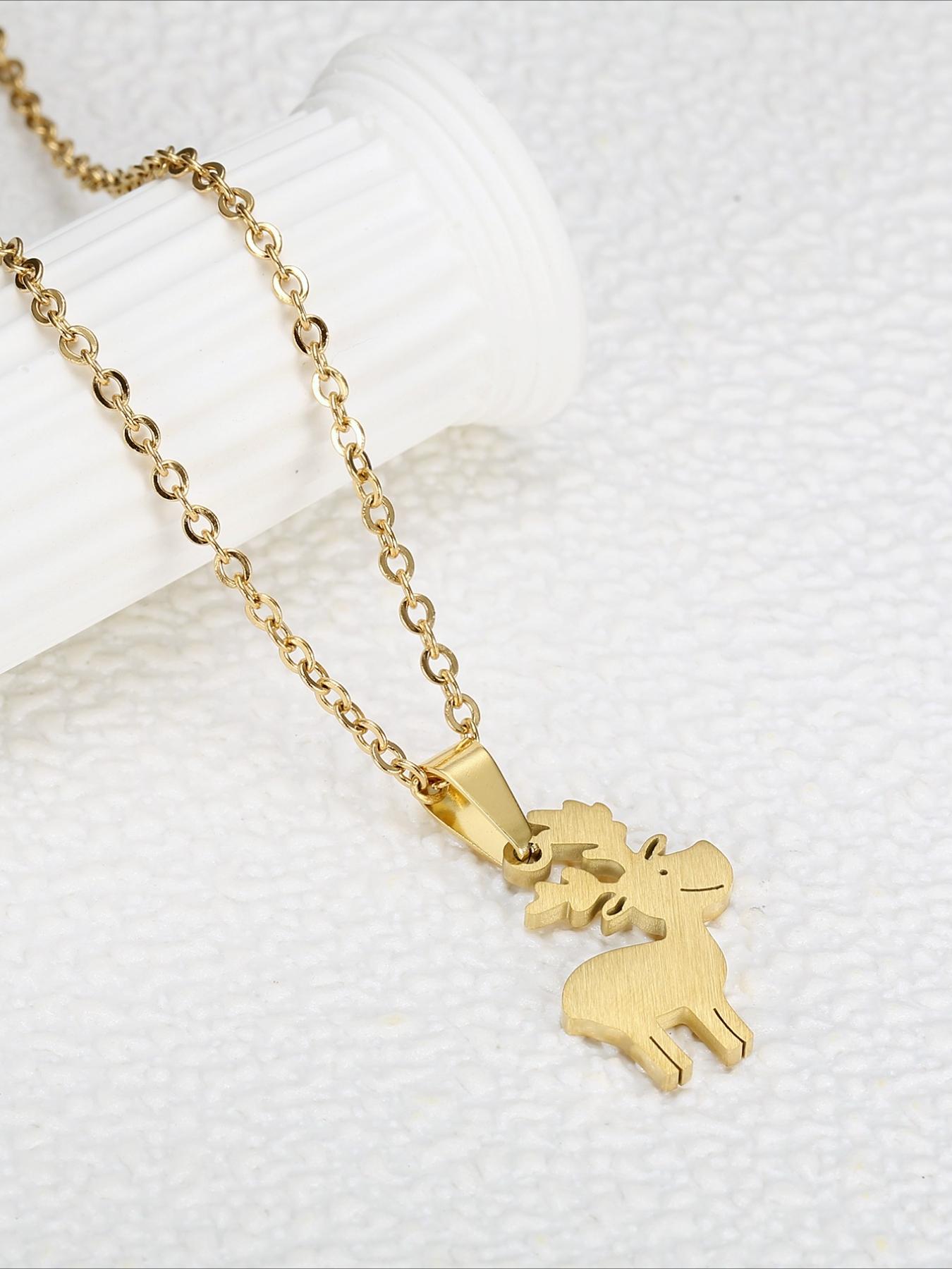 Christmas Elk Pendant Necklace, Stainless Steel Non Fading, Christmas Accessories, Christmas Gifts