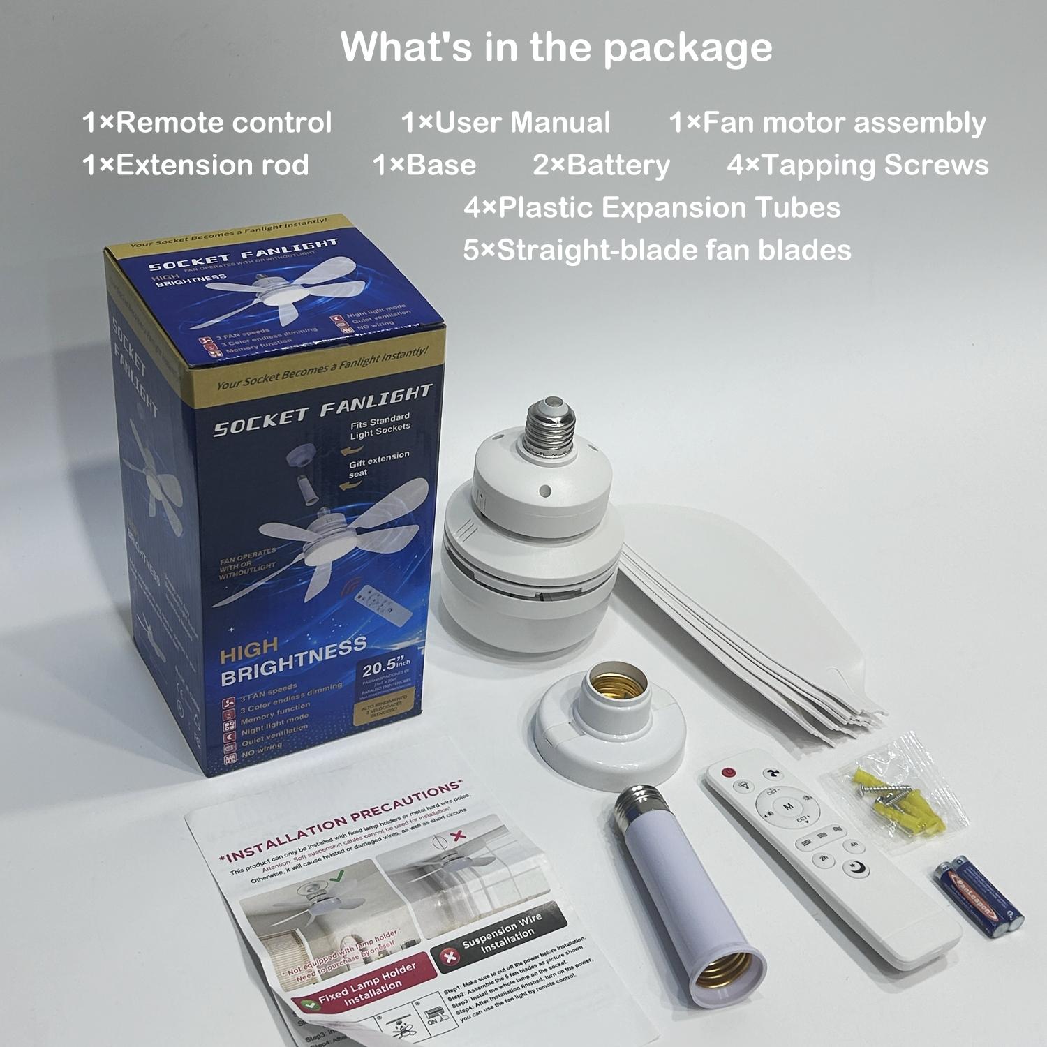 20.5 Inch Remote Control Ceiling Led Light Fan with Extension Pole, Tool-Free Installation, Energy-Saving Nightlight, Timer, Bedroom/living Room/kitchen