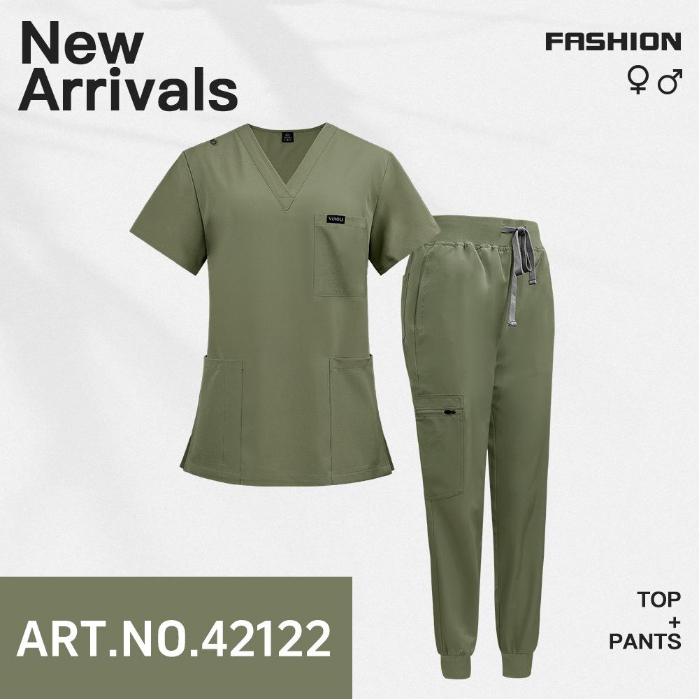 Comfortable Leisure Care Center Daily Practical Work Clothes Set Women Unisex Doctor Hospital Uniform Top Jogger Pants Veterinary Nursing Uniforms