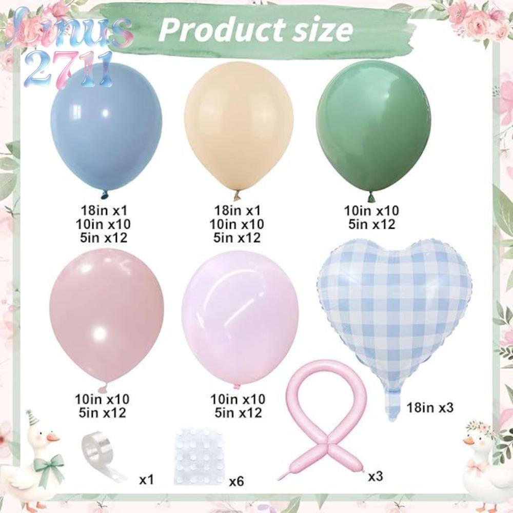Pink Blue Sage Green Balloon Garland Arch Kit Gingham Heart Bow Foil Balloons Neutral Baby Shower Girls Birthday Bachelorette Cottagecore Party Photography Backdrop Decor