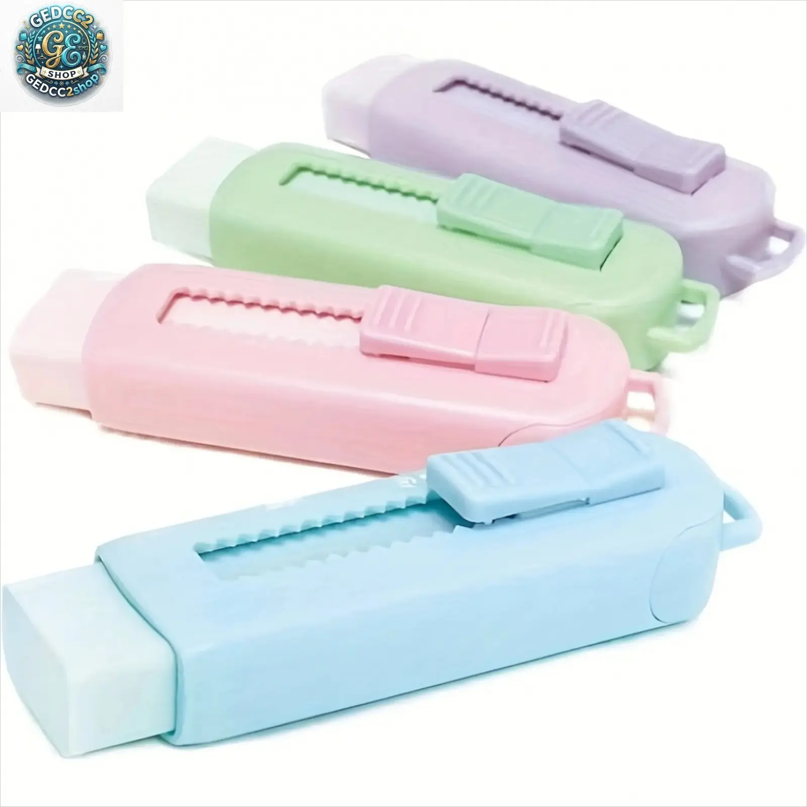 4PCS Retractable Pencil Erasers, Cute Macaron Color Eraser Pens with Push Pull Design, Clean Erasing Tools for Students, School & Office Supplies