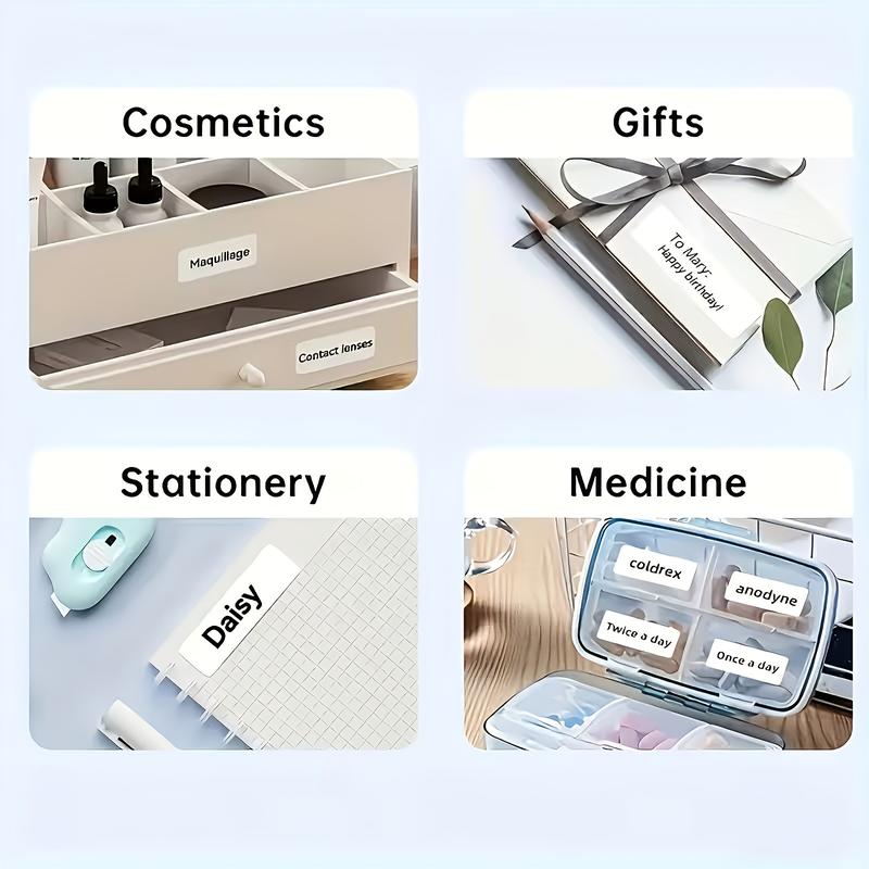 8 rolls of thermal label set (laser, transparent, white combo) D30 thermal labels D30 label tape 12*40mm white adhesive label paper suitable for P15 D35 label tape P11 tape HP4 labels 160 pieces/roll Christmas gift labels