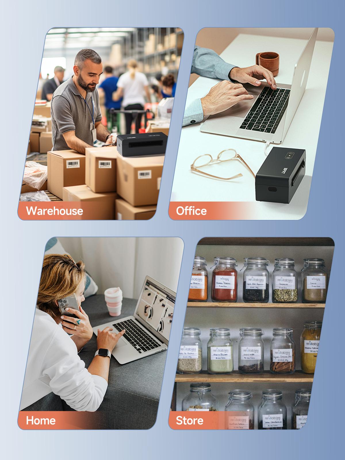 Bluetooth Thermal Shipping Label Printer for Phones, 4x6 Printer Supporting Windows Mac iOS and Android, Thermal Printer for Small Business Shipping Packages, Compatible with eBay Amazon UPS and USPS