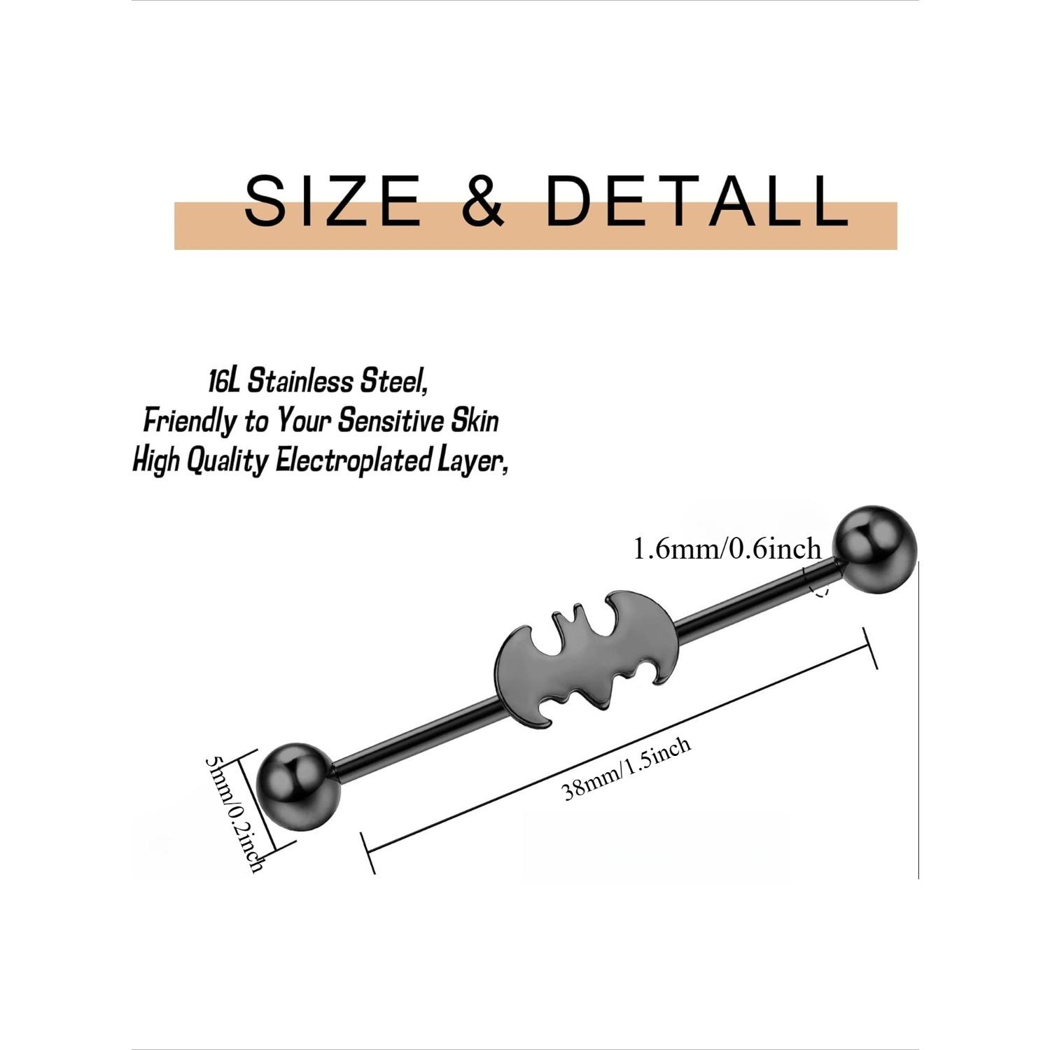 8Pcs 14G Industrial Barbell Earrings Stainless Steel Cartilage Earrings Industrial Body Piercing Jewelry for Women Men