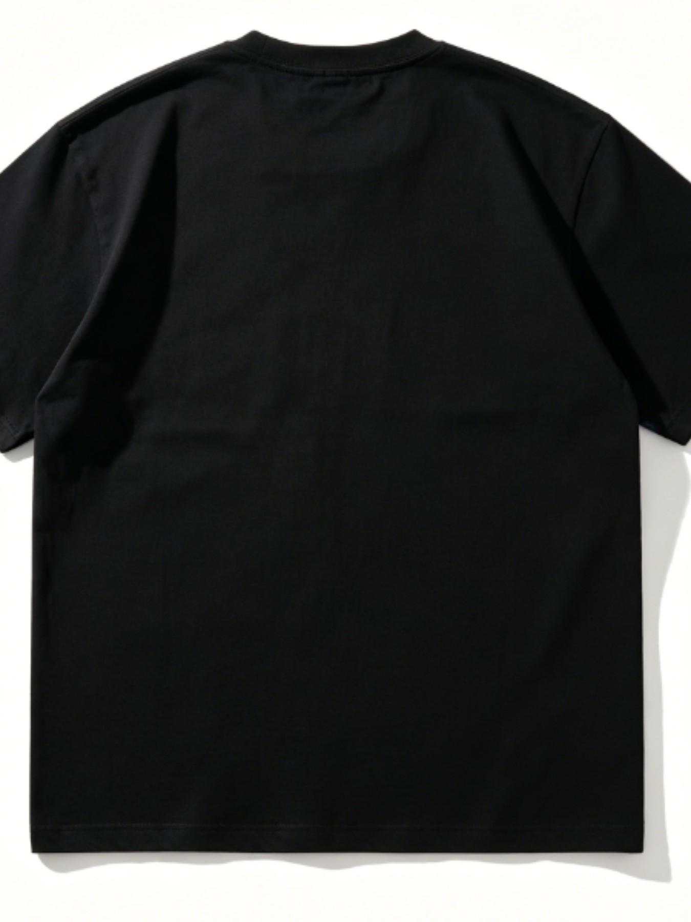 Gallery Dept. Letter Print Short Sleeve T-Shirt, High Street Fashion, Left Chest Simple Logo Design, Men's Daily Wear