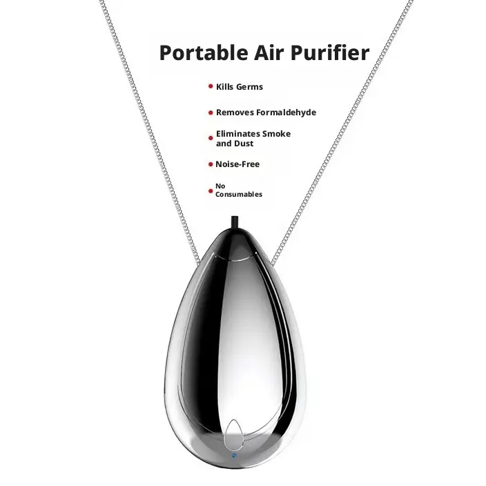 New portable neck-hanging air purifier with negative ions for formaldehyde removal, smoke odor elimination, sterilization, and disinfection