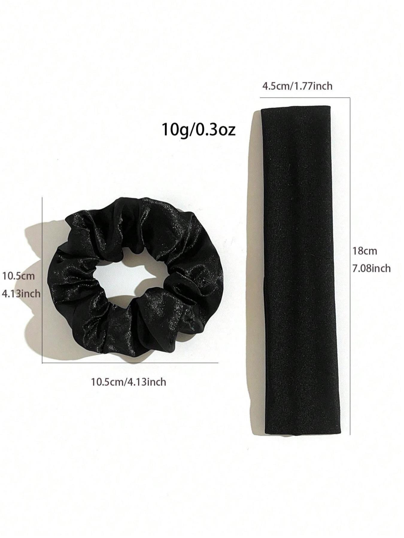 10pcs Solid Color Simple Retro Fashion Breathable Sweat-Absorbing Hair Accessories. Colon Hair Ties + Hair Rubber Bands + Sports Headbands Combination Set. Suitable For Daily Wear And Sports Matching