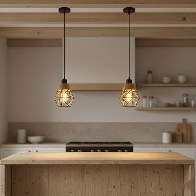 Creative Hemp Rope Single Head Iron Island Pendant Light, Adjustable Height, E27 Socket, Ideal for Dining Room, Coffee Shop, Bedroom, Study