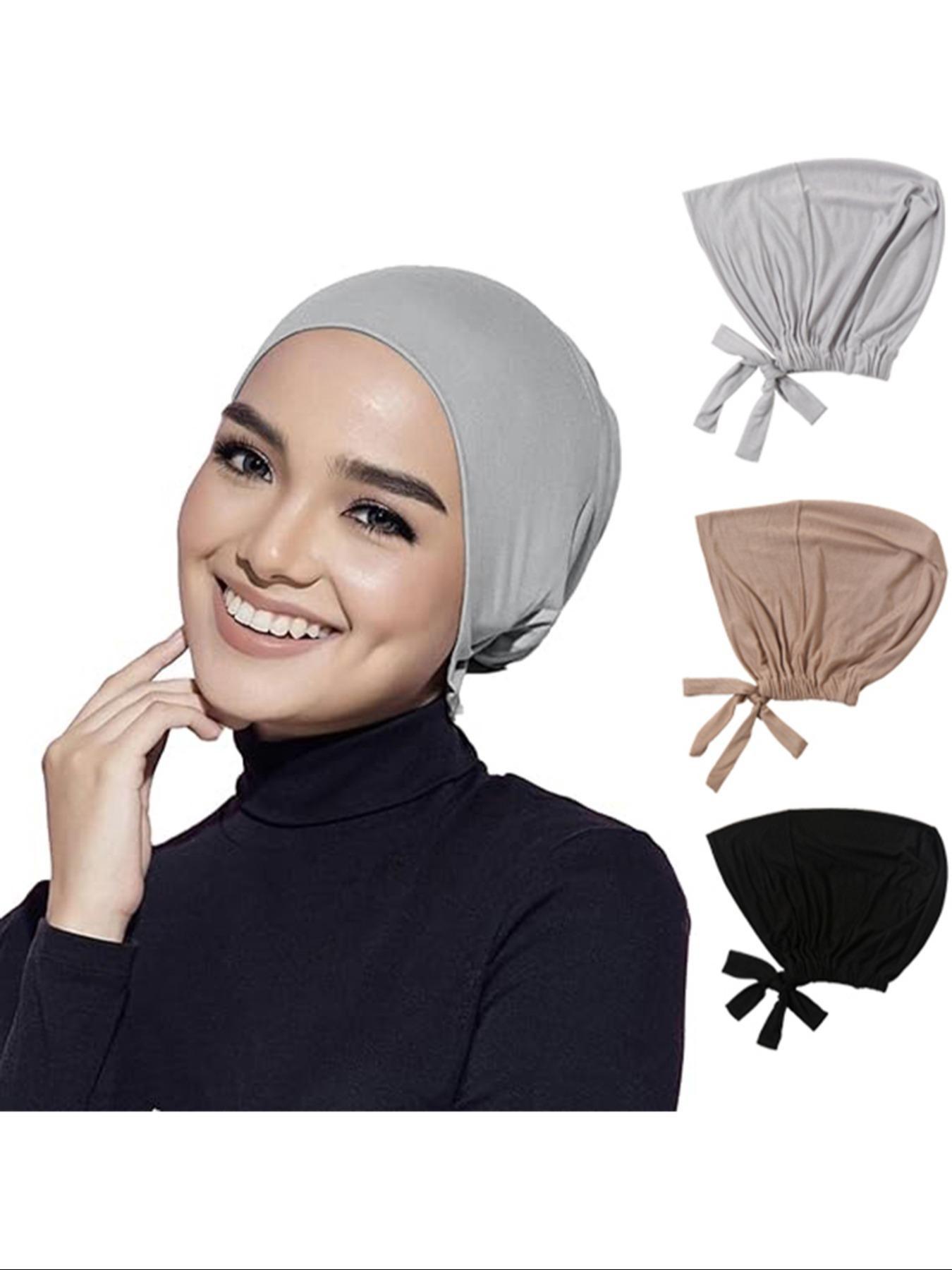 3pcs Satin Inner Caps for Hijab Wearers, Breathable Hair Care Accessories, Promote Scalp Health and Hair Growth, Jersey Hijabs for Various Occasions