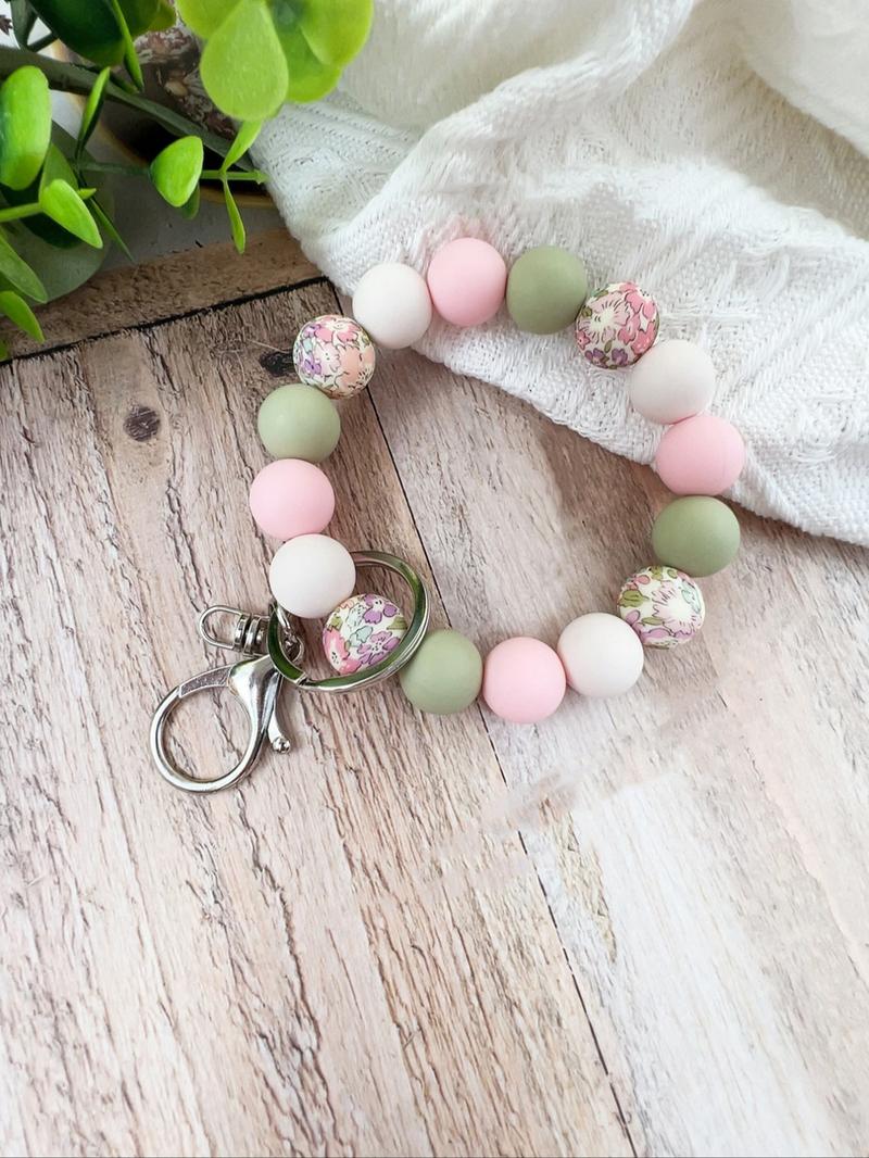 Boho Style Beaded Keychain, Colorblock Beaded Wristlet Keychain, Fashion Accessories for Women & Men, Cute Keychain, Trendy All-match & Exquisite Keychain As Gift