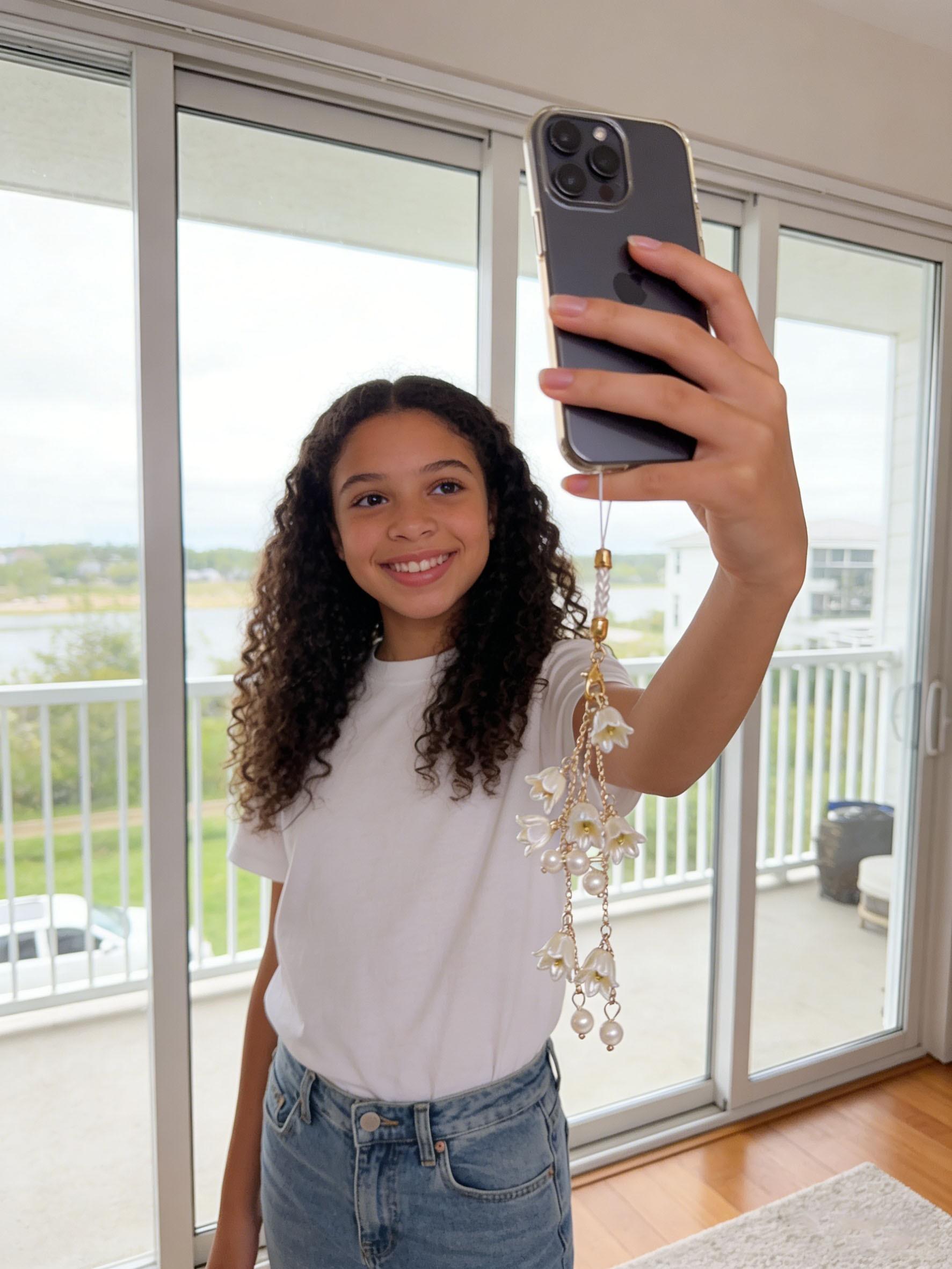 Lily Phone Strap, Elegant Floral Bag Charm, Fashionable Keychain for Cellphone Cases, Earphones, Camera Lanyard, Gift for Friends and Family