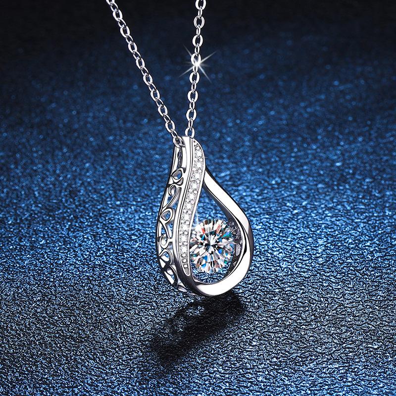 【Moved by love】925 sterling silver The Moving teardrop necklace 1 carat necklace The moving teardrop-shaped necklace shows unforgettable love necklace