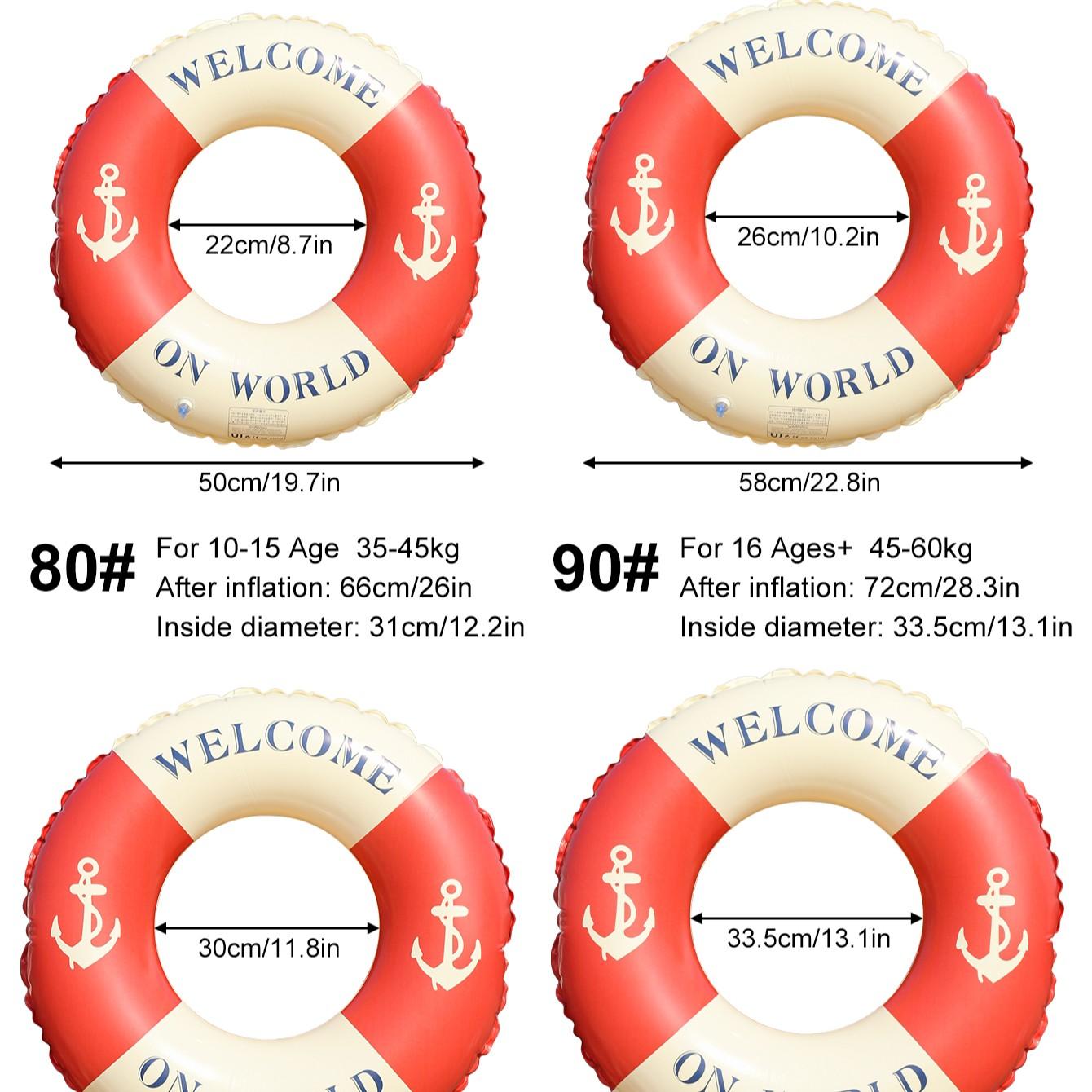 Anchor Shape Swim Ring, Hand-Printed Classic Stripes, Soft Comfortable Edge, Portable Travel, Summer Beach Party Supplies