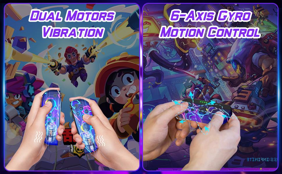 Switch Controller for Nintendo Switch, Switch Controller Joycon (L/R) with RGB Light Compatible with Nintendo Switch/ Switch Lite /Switch OLED