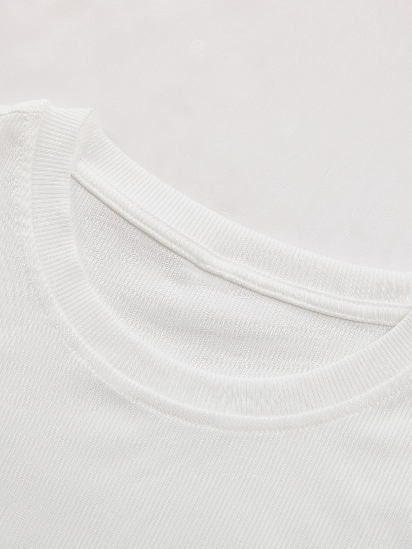 tiktokshopspringglowup Women's oversized ribbed T-shirt, breathable and elastic loose summer top, comfortable daily street wear basic T-shirt