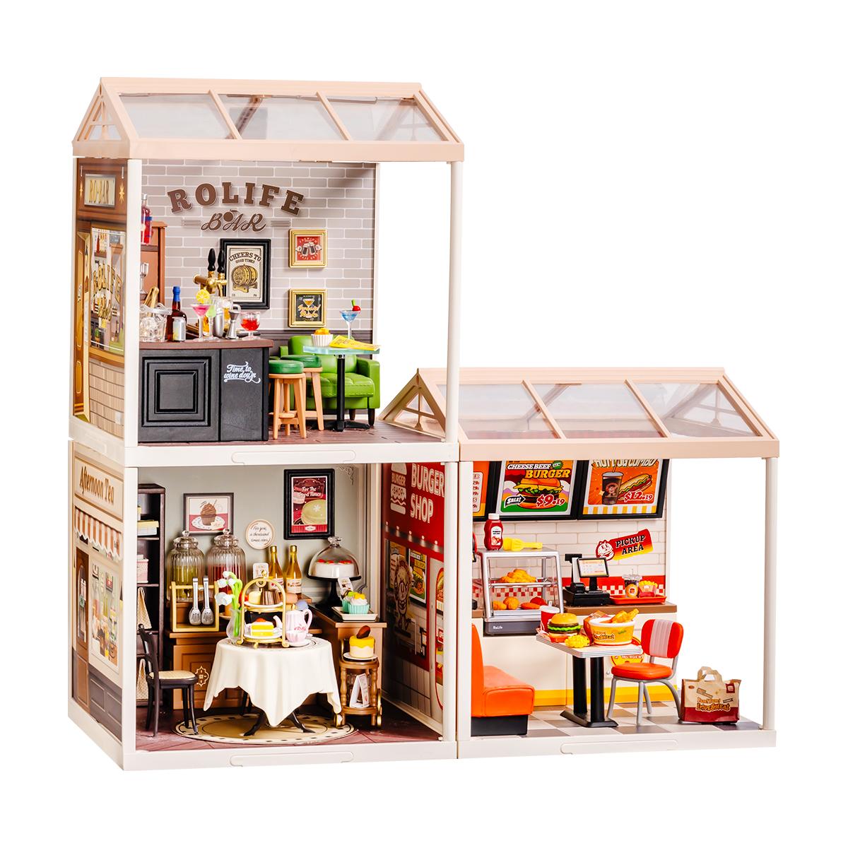 Rolife DIY Miniature Dollhouse Kit Super Store Series Plastic Building Blocks Kits Mini Dollhouse Plastic Tiny Room Craft