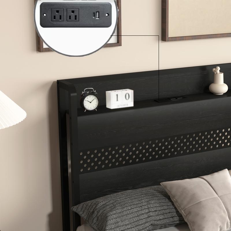 Twin Bed Frames with Headboard, Twin Size Bed Frames with Storage Drawers & Charging Headboard , 4 Drawers,Smart LED Bed Frame, Single Bed Frame, No Box Spring Needed,Noise-Free,Dorm essentials,bedroom accessories