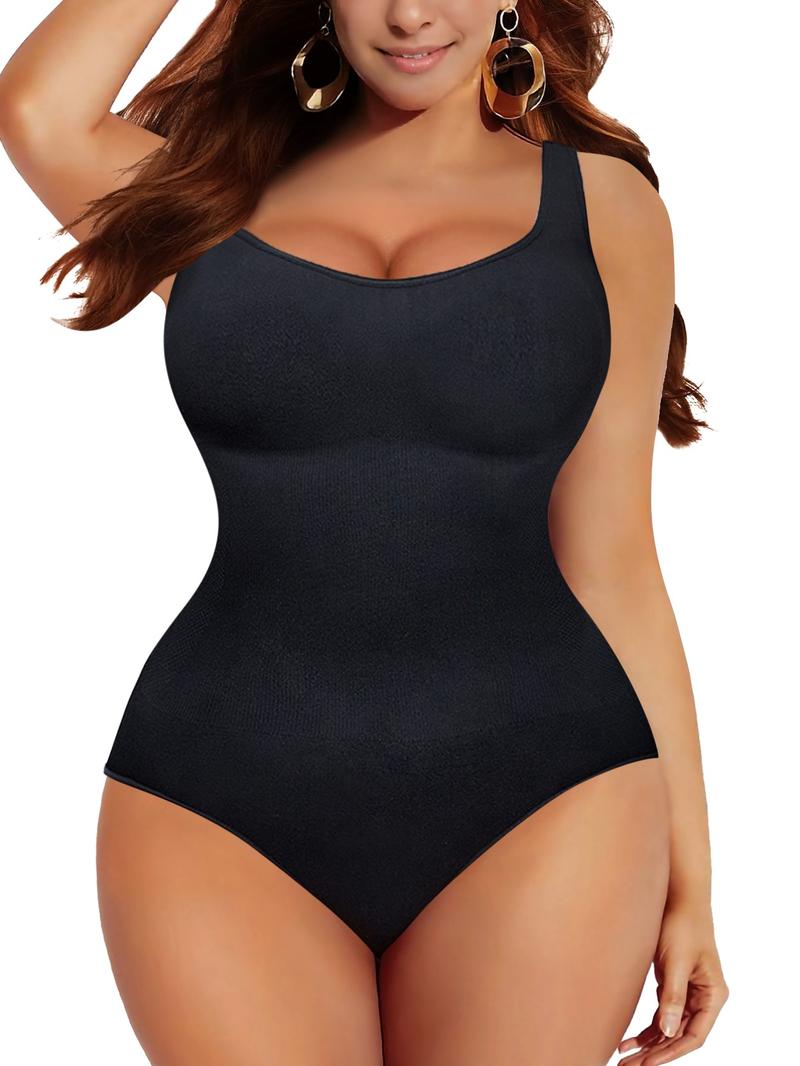 Women's Plus Size Seamless Square Neck Sleeveless Bodysuit, High Stretch Breathable Body Shaper for Casual Parties and Daily Wear