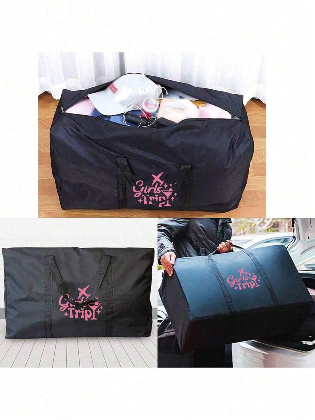 1 foldable travel bag, unisex storage bag, portable handbag, large capacity luggage bag, airplane pattern, multifunctional travel accessory, luggage bag, moving bag, Oxford cloth material, packing luggage bag