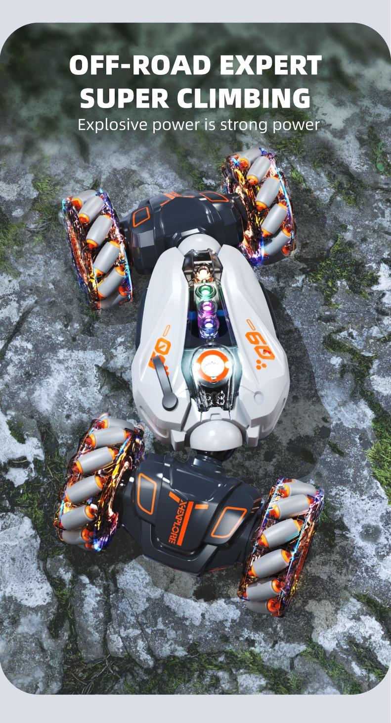 2.4GHz Gesture Sensing RC Stunt Car, Dual Remote Control, Spray Function, 360° Rotating Drift RC Cars with Lights & Music, Perfect Gift for Birthdays & Christmas 2.4GHz Gesture Sensing RC Stunt Car, Dual Remote Control, Spray Function, 360° Rotating Drift RC Cars with Lights & Music, Perfect Gift for Birthdays & Christmas