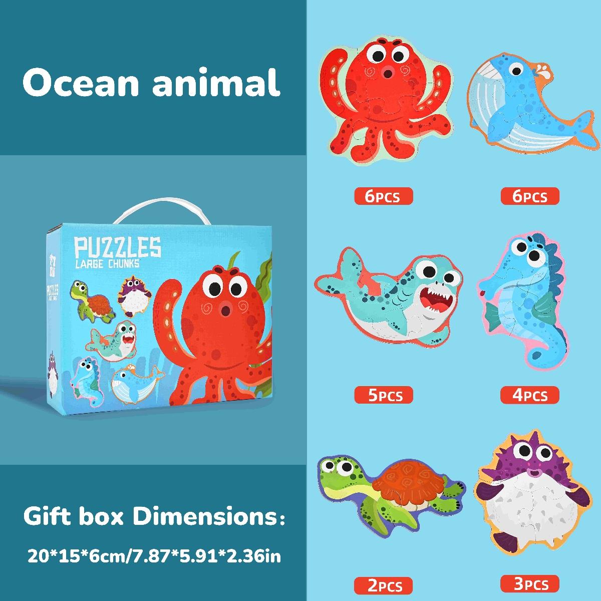 Creative Large Piece Puzzle for Kids, 6 Themes Available, Enhances Fine Motor Skills, Parent-Child Interactive Game, Portable Gift Box