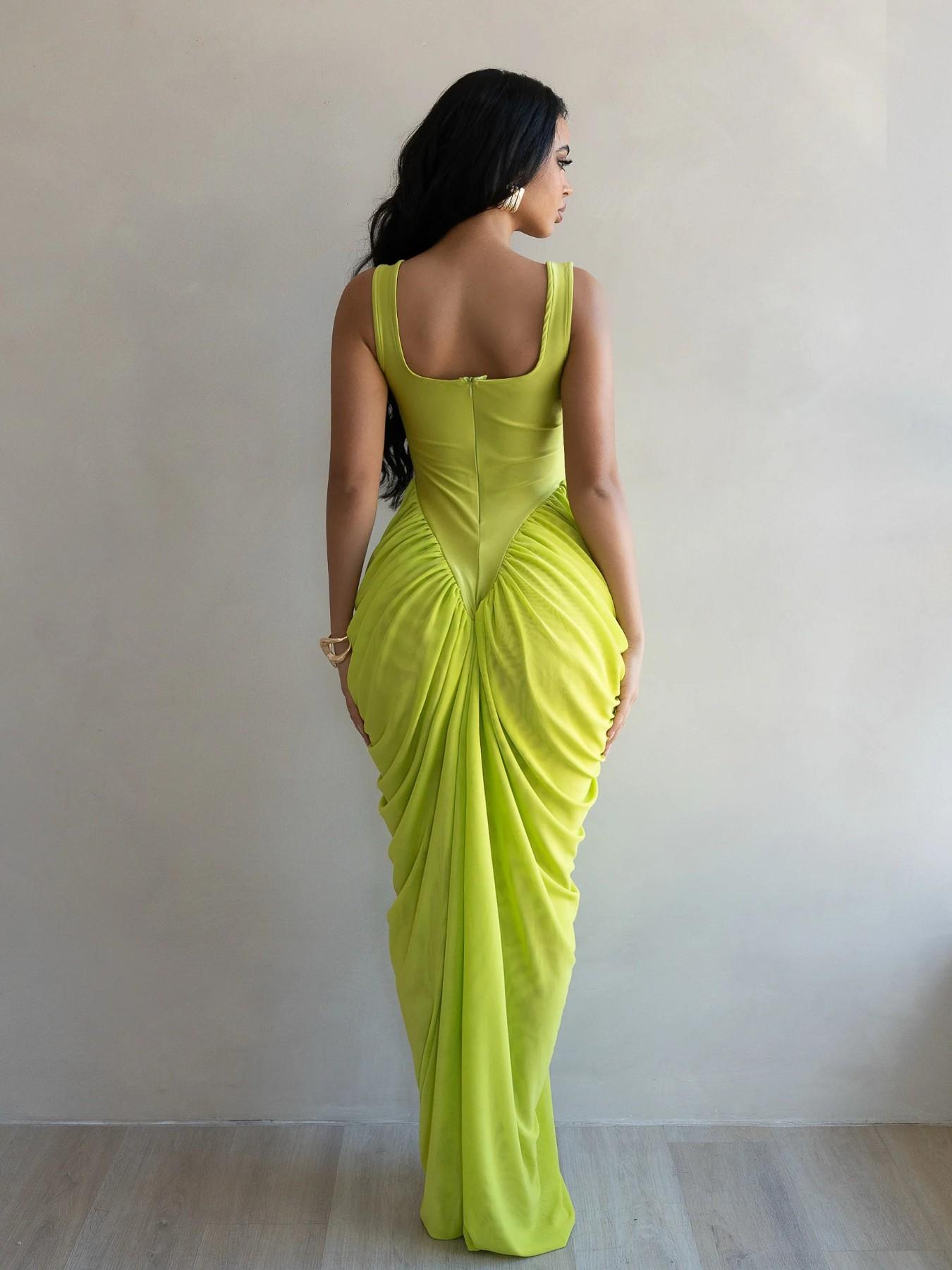 Ruched Bodycon Maxi Dress | Snatched Waist Draped Long Dress for Women | Elegant Figure-Hugging Summer Gown | Sexy Evening Party Outfit | Formal Dresses