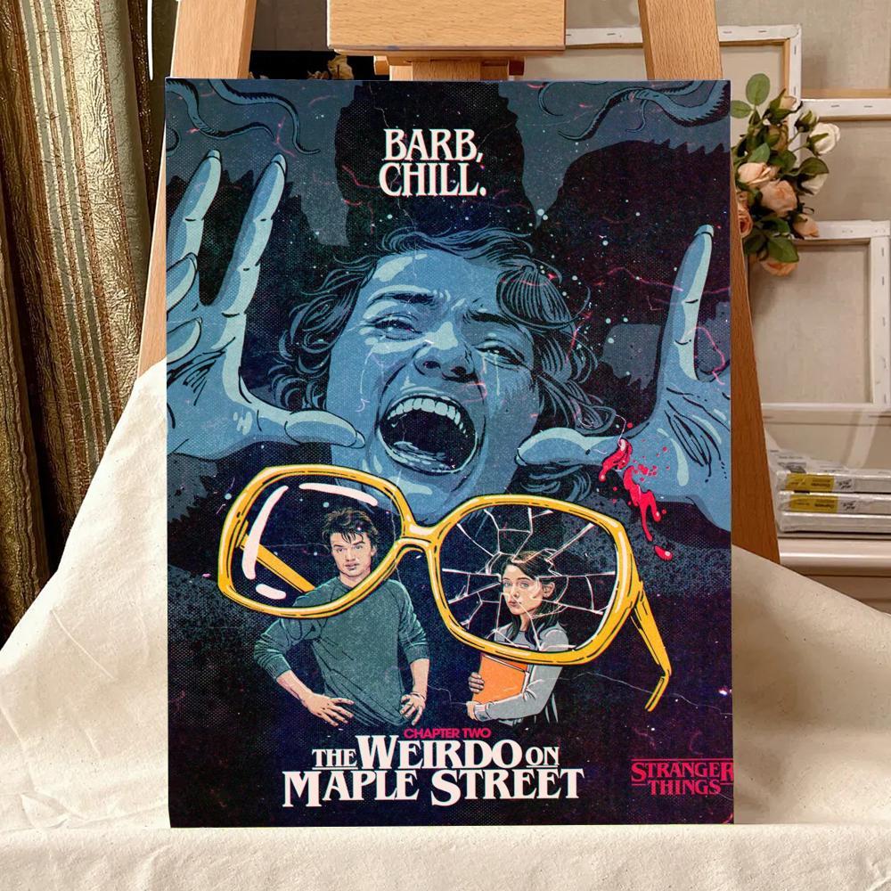 TV Series S-Stranger T-Things Painting Calligraphy Waterproof Scratch-Resistant Canvas Wall Art – Premium Oil Painting Style HD Print | Modern Aesthetic Home Decor for Living Room, Bedroom, Kitchen & Café | Perfect Holiday, Housewarming & Party Gift