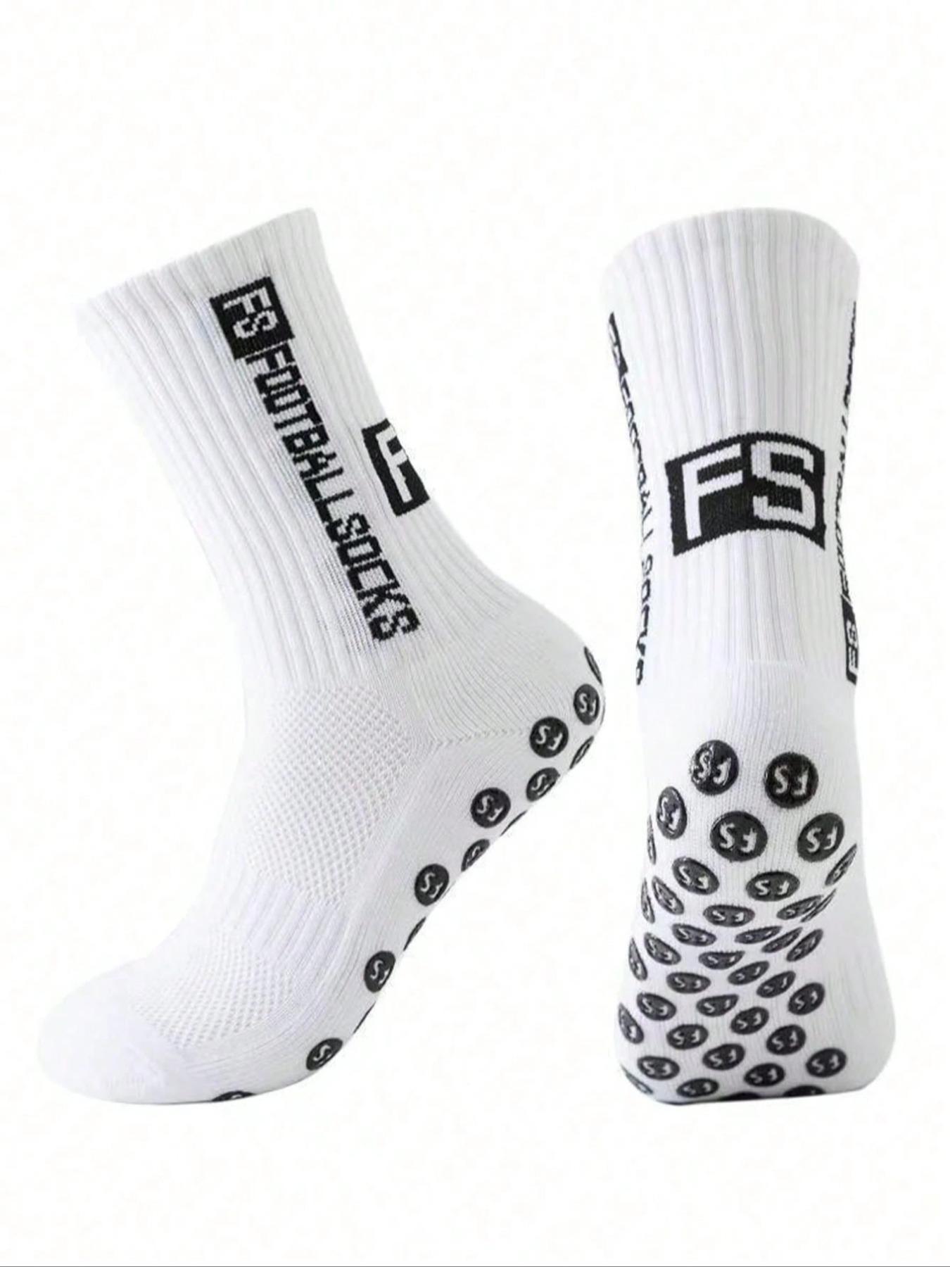 Men's Sports Crew Socks, Mid-Calf Basketball & Football Socks, Thick Terry Bottom Anti-Slip Sweatproof, Youth Training Socks