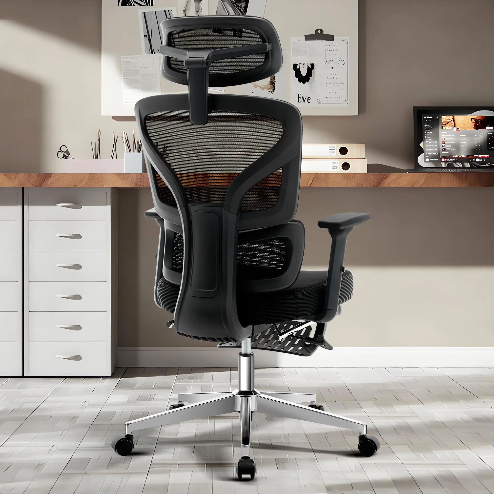 Ergonomic High-Back Swivel Office Chair with Headrest, Adjustable Lumbar Support & 3D Armrests, Height Adjustable Breathable Mesh Task Chair, Rolling Desk Chair Ideal for Home Office Workspace