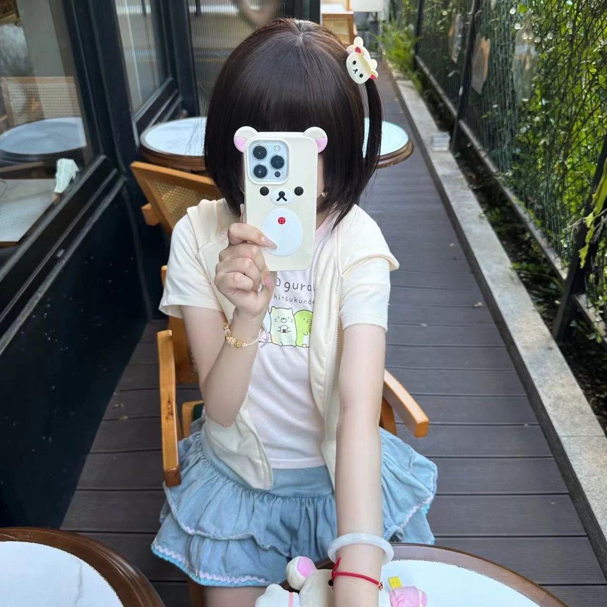 Spring Summer New Cute Bear Ears Zip Up Hoodie Japanese Sweet Girl Casual Loose Sweatshirt Women Cardigan Anime Hoodie Y2k Top