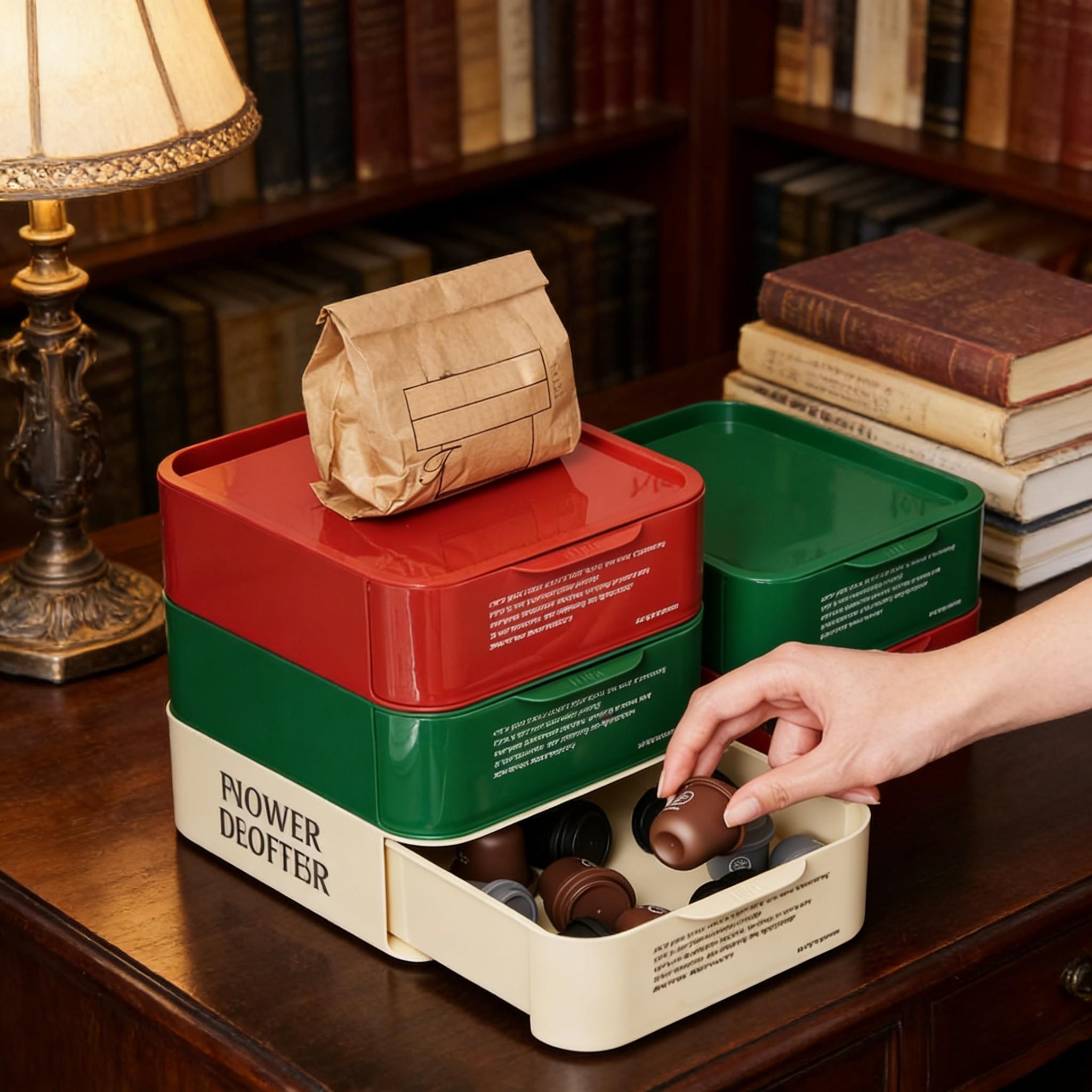 Modular Stackable Drawer Module, Multiple Colors Available, Anti-Slip Base, Vertical Space Saving, Ideal for Stationery, Cosmetics, Medicines