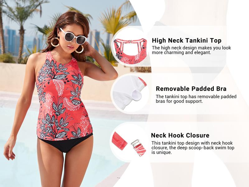 Holipick High Neck Tankini Top Bathing Suit Tops for Women Tummy Control Tank Tops Swimsuits
