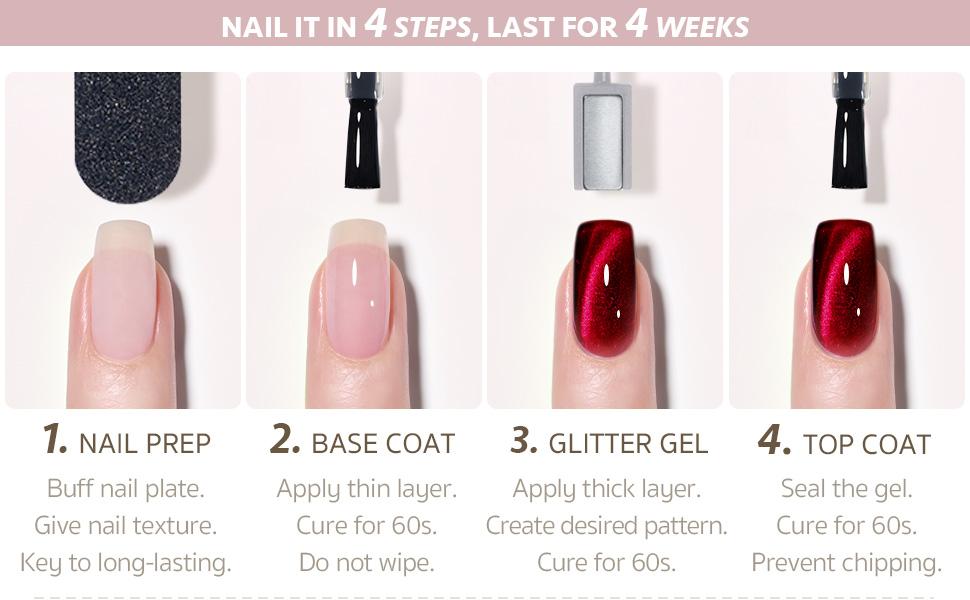 GAOY Dream World Glitter Red Cat Eye Gel Nail Polish Set with Magnet for Pink Blue Holographic Cat Eye, Salon Gel Manicure and Nail Art DIY at Home