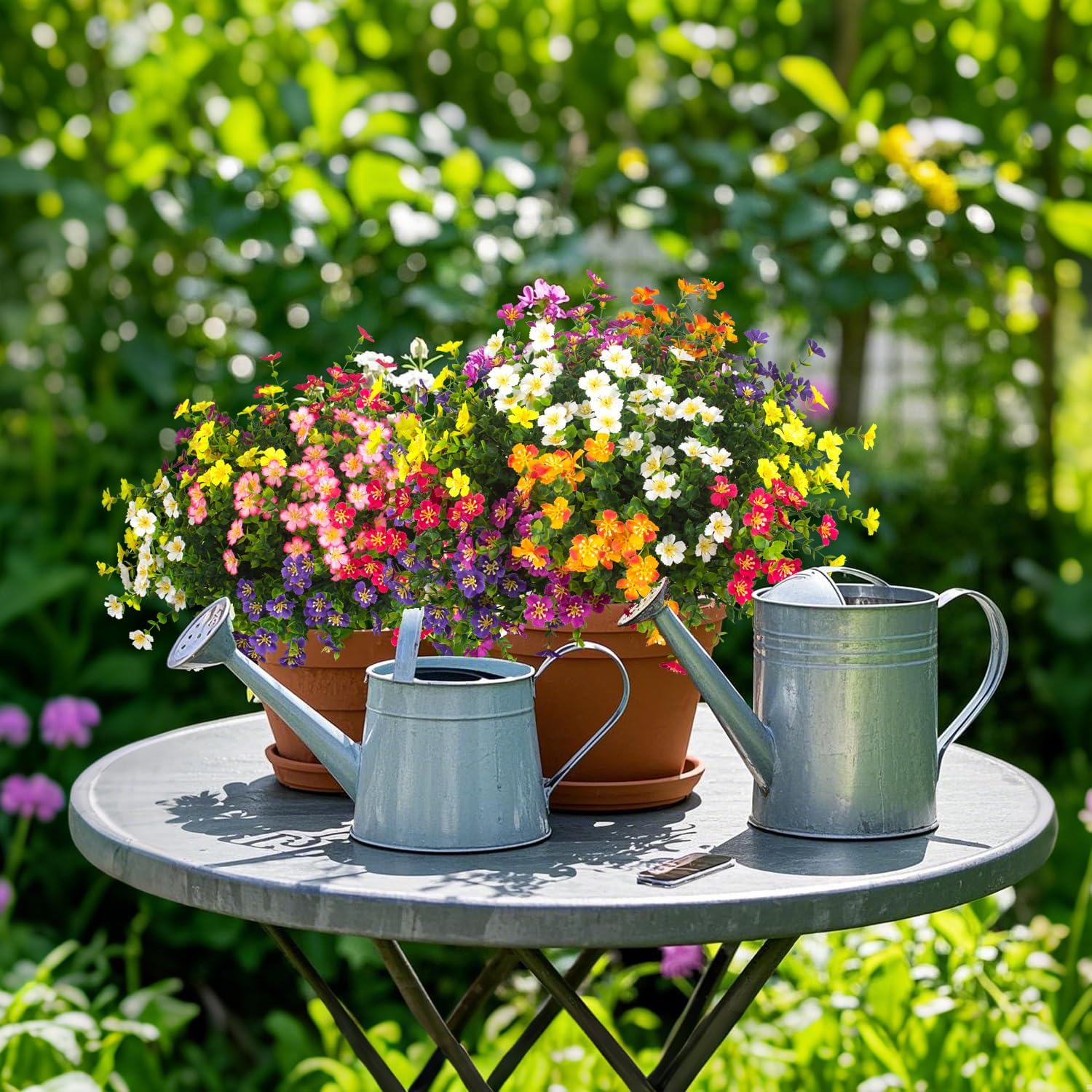 Outdoor UV Resistant Fading Realistic Fake Flowers, 12 Pieces Lifelike Garden Patio Lawn Decor Plastic Flowers, Artificial Flowers For Outside (mixed Colors)