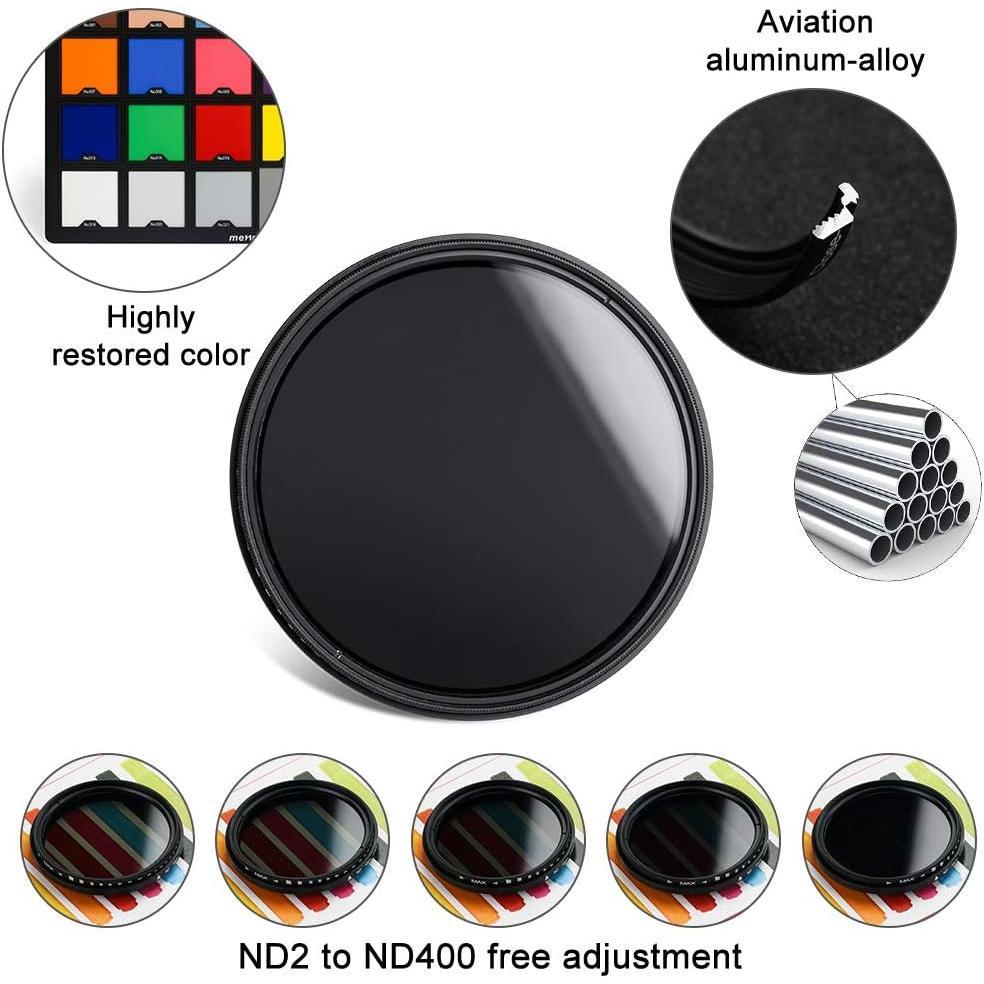 58mm ND Filter Slim Variable ND Neutral Density Filter Adjustable ND Fader ND2-ND400 Lens Filter for    Pentax Olympus Fuji DSLR Camera