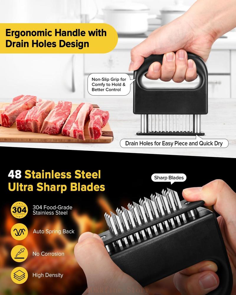 Okkfine Meat Tenderizer Tool, Upgraded ABS + Durable Stainless Steel Ultra-sharp Needle Blade, Easy To Press, Chicken Tenderizer Tool, Cooking Gadget for Tenderizing Chicken, Steak, Veal, Barbecue