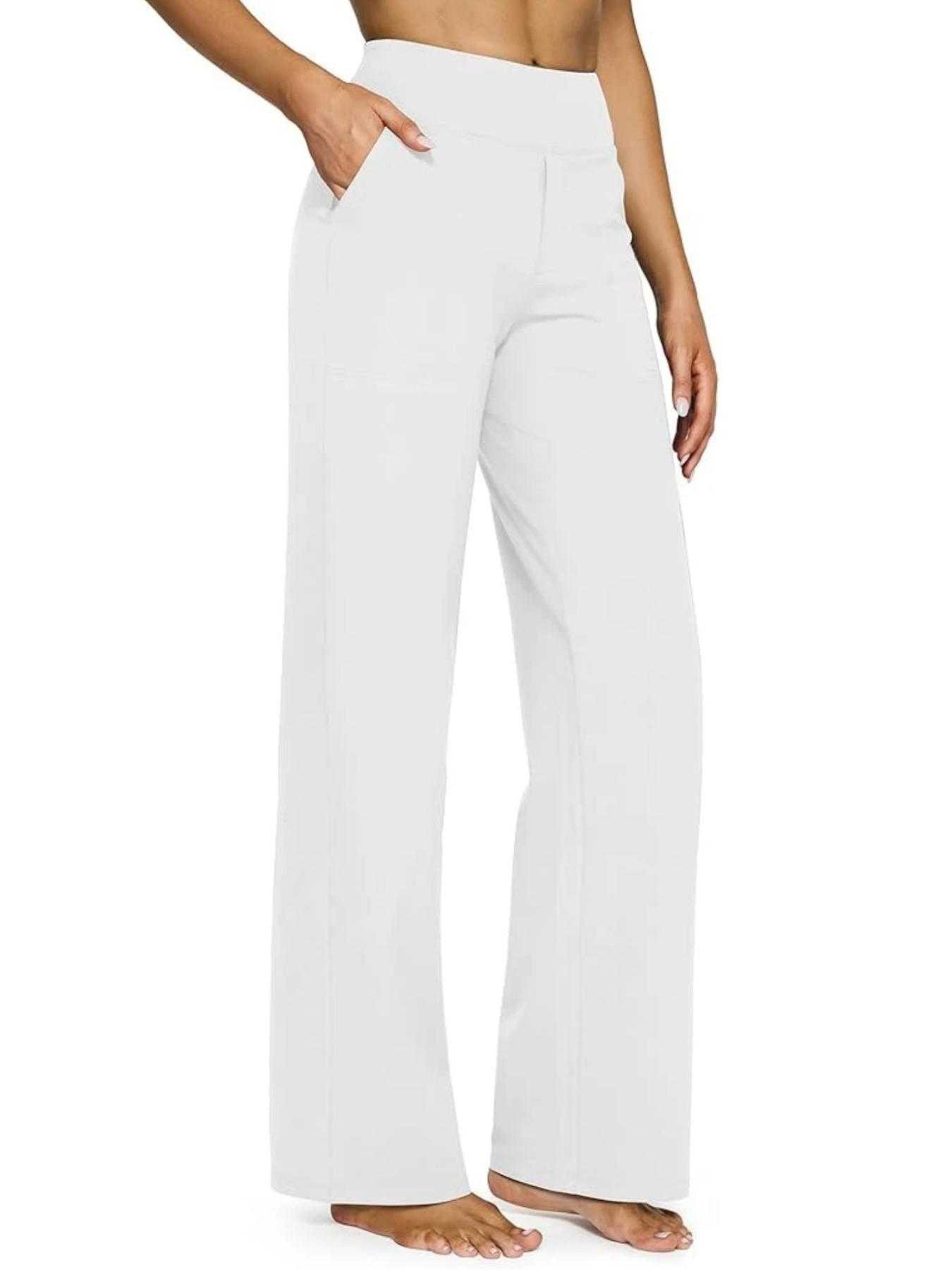 2026 Loose High-Waist Business Casual Pants Yoga Pants Women Wide Leg Pants with Pockets Comfortable Everyday Athletic Sweatpants Knit