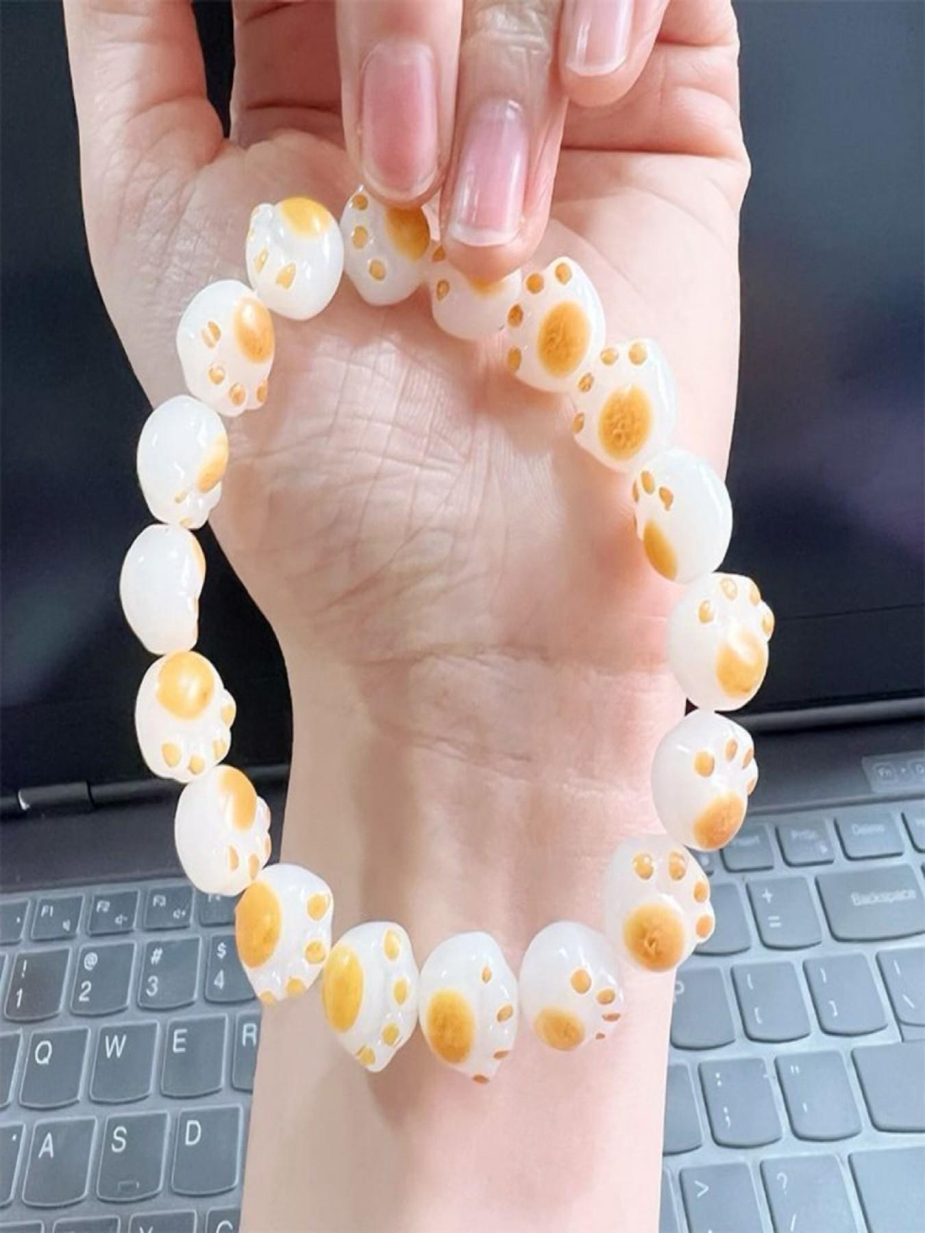 2pcs, Sweet and Cute Charcoal Charcoal Caramel Cat Claw Bracelet, Acrylic Material Cat Design, Unique Instagram Style, Perfect Birthday Gift, Festival Gift, Valentine's Day Gift, Student Best Friend Gift, Suitable for Daily Wear