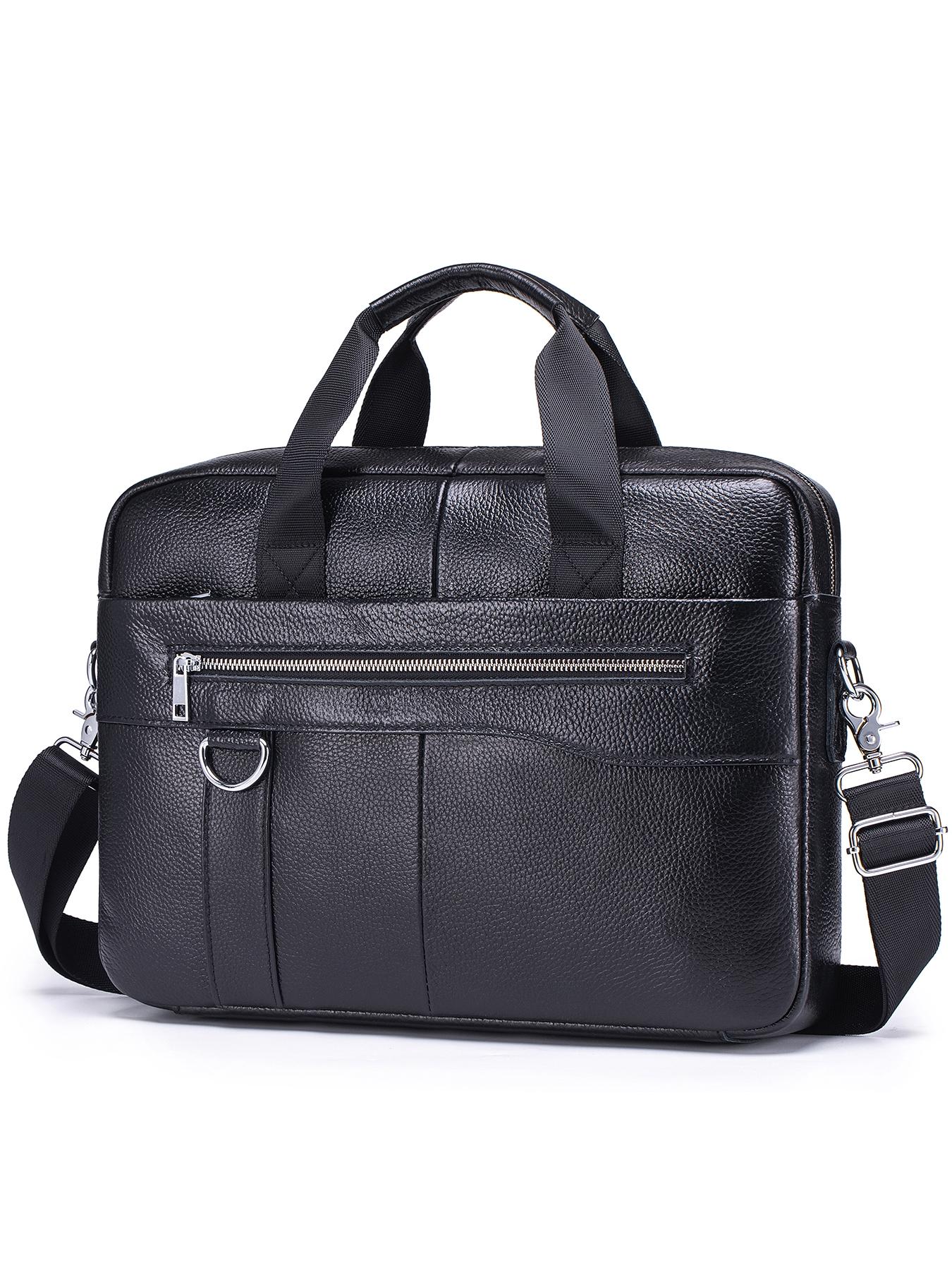 Vintage Leather Briefcase for Men Genuine Leather Office Large Laptop Bag Laptop Bag with Shoulder Strap, Spacious Cowhide Work Bag for Business Travel Travel Essentials