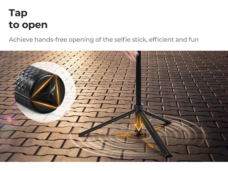 K&F CONCEPT Up to 71” Face Tracking Tripod Selfie Stick | 360° Rotation + Bluetooth Remote + Stand | 2 Fill Lights (Optional) | Black/White Textured (White Same as Black), for Travel/Live Streaming/Vloggers