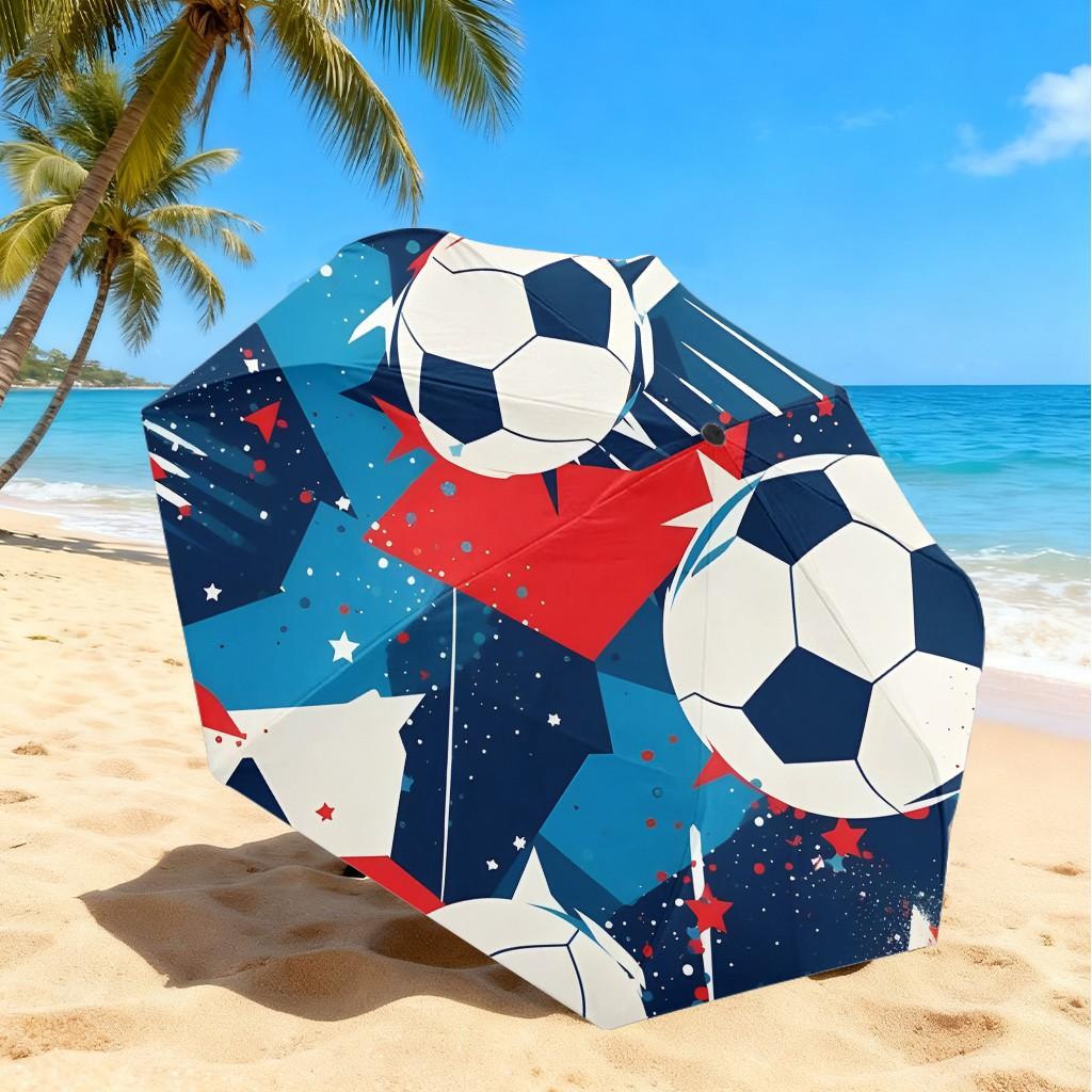 Football Field Pattern Umbrella, Automatic Folding, Sun Protection, Durable 8-Rib, Outdoor Use, Great Gift, World Cup Umbrella