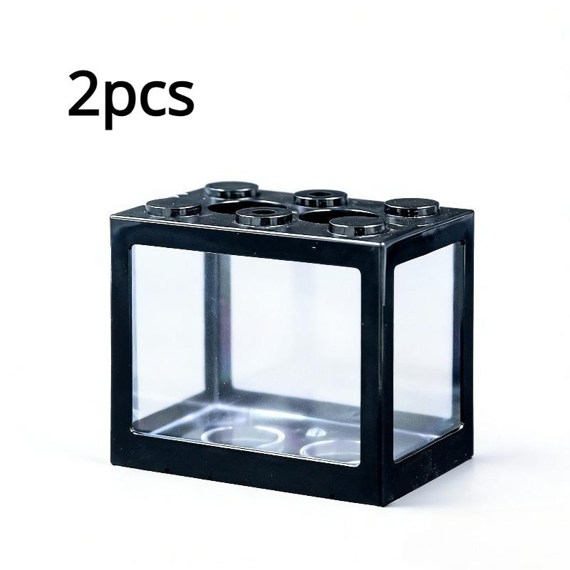 1/2 Pieces,Stackable Mini Betta Fish Tank, Desktop Small Transparent Aquarium, Creative Home Office Decor