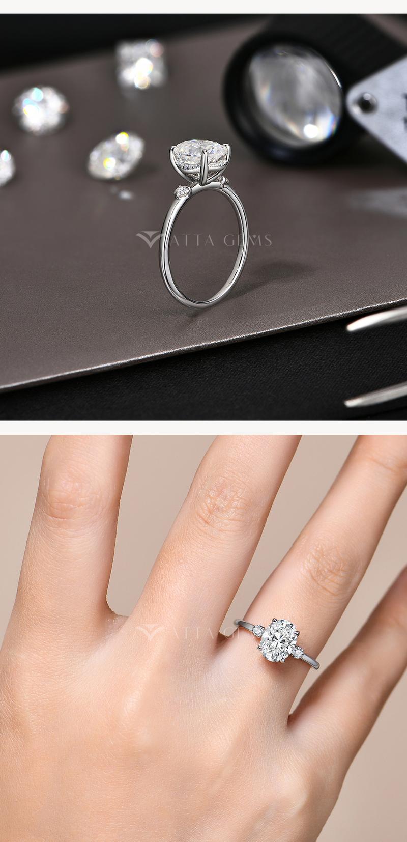 2CT Oval D VVS1 Color Synthetic Moissanite Ring for Women Engagement Wedding Fine Jewelry Gift Promise Ring R228