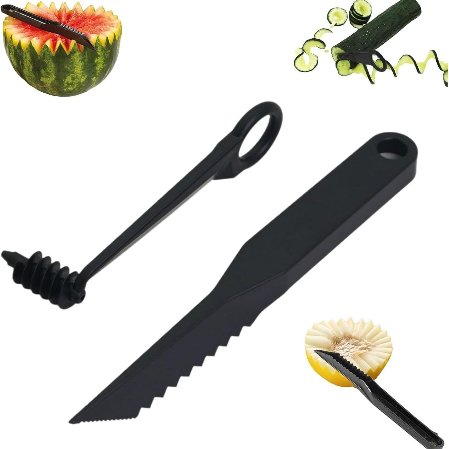Multi-Functional Spiral Slicer & V-Shaped Carving Tool Set, Fruit Shape Cutter, Kitchen Accessories for Vegetables, Restaurant Tools