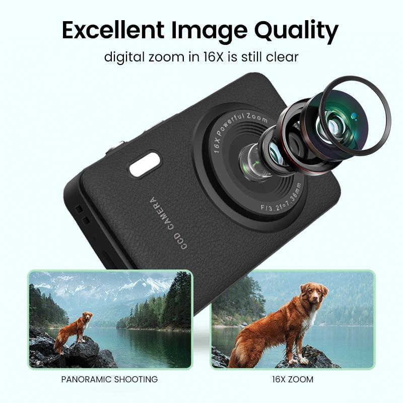 Digital Camera, FHD 1080P Camera, Digital Point and Shoot Camera with 16X Zoom Anti Shake, Compact Small Camera for Boys Girls Kids